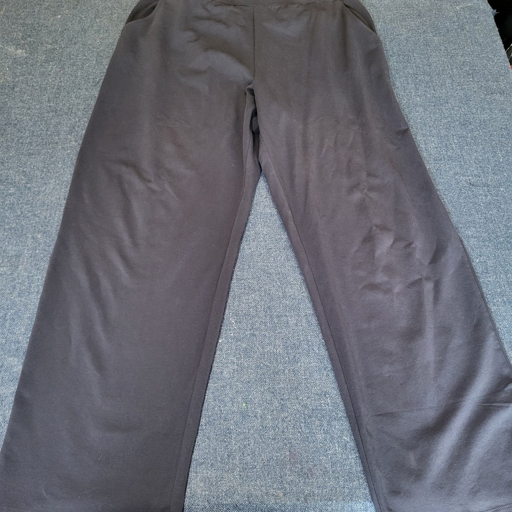 LL Bean Perfect Fit Pants Navy Blue Cotton Lycra Straight Leg Plus 1X Casual